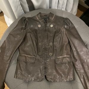 INC Leather Like, lined Brown Jacket Size Medium